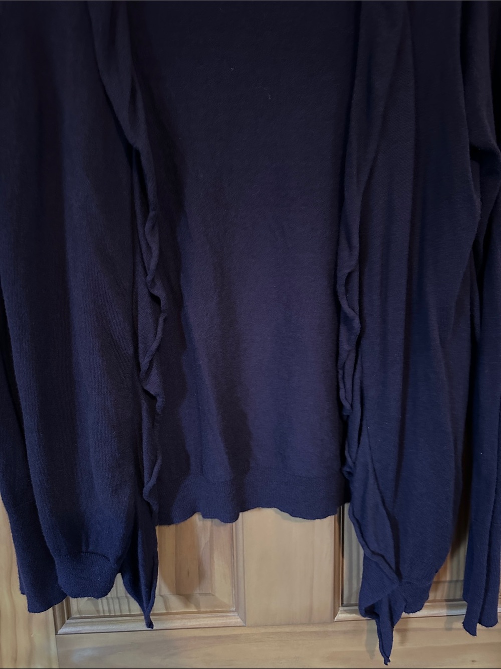 LOFT deep purple Open-Front Ruffle-Trim Cardigan - Picture 5 of 8